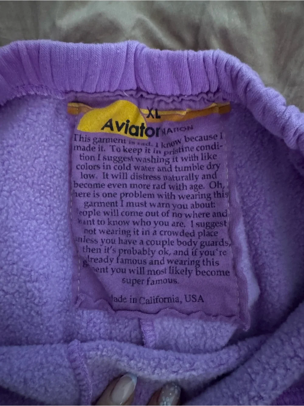 Aviator Nation Purple Zip Hoodie & Matching Sweatpants Set